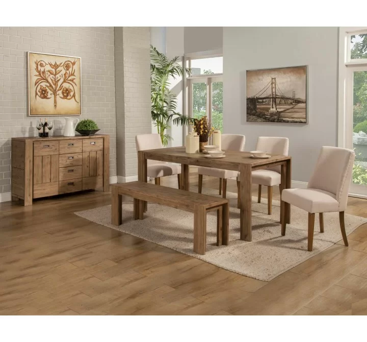 Alpine Furniture Newberry Bench in Salvaged Grey/Weathered Natural - Lifestyle