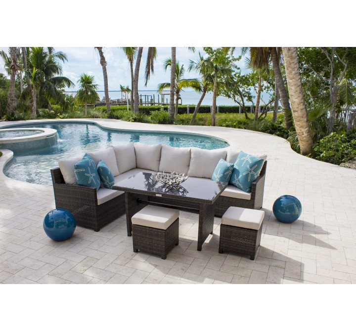 Hospitality Rattan Patio Ultra 5-Piece Sectional Dining Set with Cushions