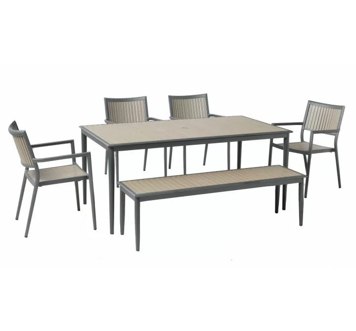 Alfresco Home Genevieve Alum/Polywood Stackable Dining Armchair - Set of Four - Lifestyle