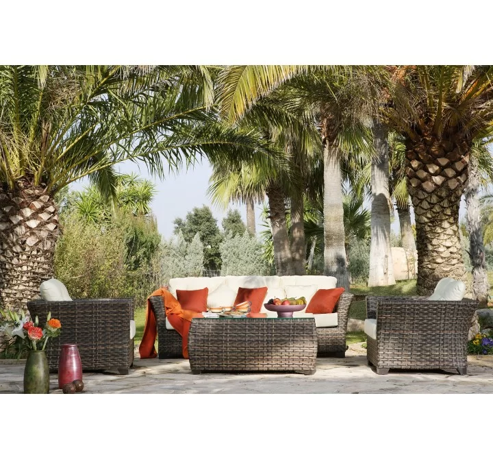Hospitality Rattan Patio Fiji Lounge Chair with Cushions Set View