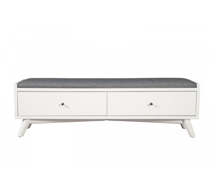 Alpine Furniture Flynn Bench, White - Front Angle