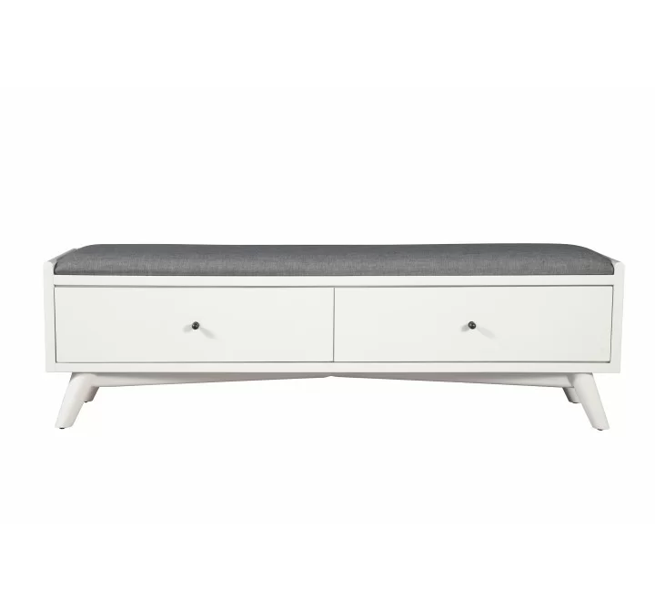 Alpine Furniture Flynn Bench, White - Front Angle