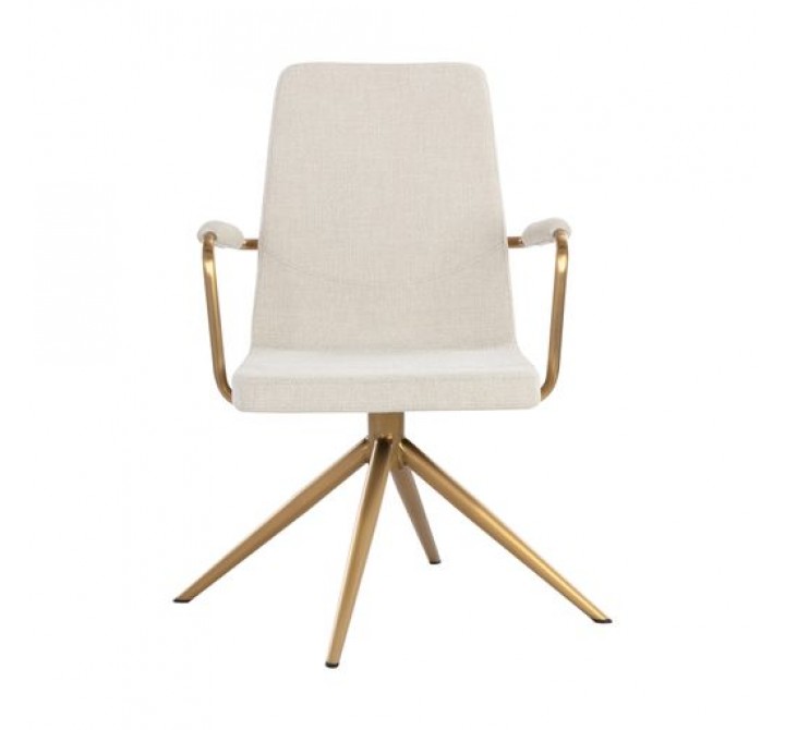 Sunpan Hilda Swivel Dining Armchair - Chacha Cream - Front Angle