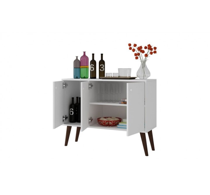 Bromma 35.43" Buffet Stand with 3 Shelves and 3 Doors in White