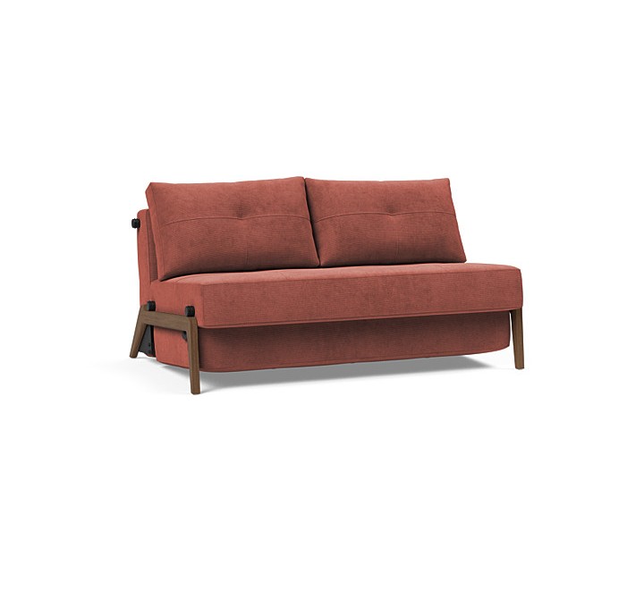 Innovation Living Cubed Full Size Sofa Bed With Dark Wood Legs - Cordufine Rust - Angled View