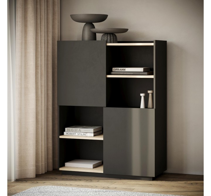 TemaHome Nina Cupboard in Light Oak & Pure Black - Lifestyle