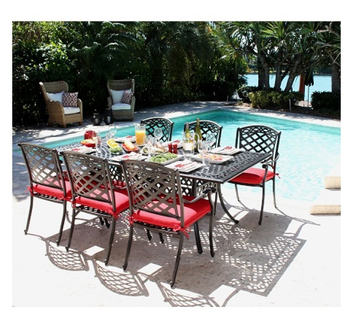 Infinita ComfortCare 7-Piece Dining Set - 84" Cast Aluminum