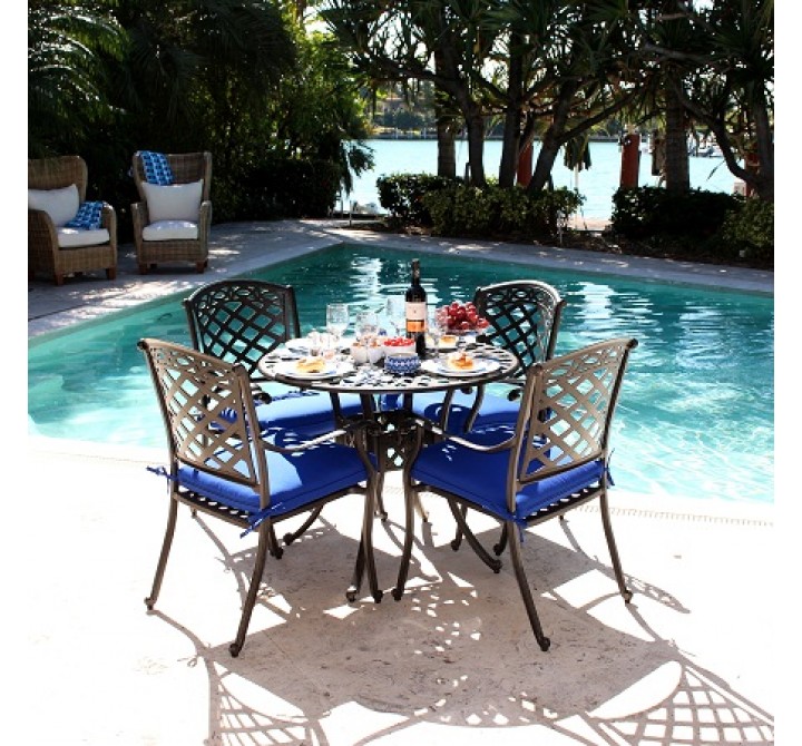 Infinita ComfortCare 5-Piece Dining Set - 36" Cast Aluminum