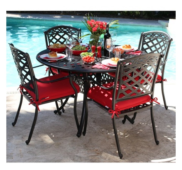 Infinita ComfortCare 5-Piece Dining Set - 48" Cast Aluminum Round