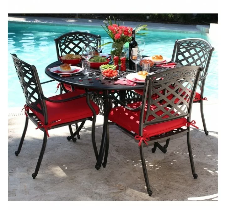 Infinita ComfortCare 5-Piece Dining Set - 48" Cast Aluminum Round