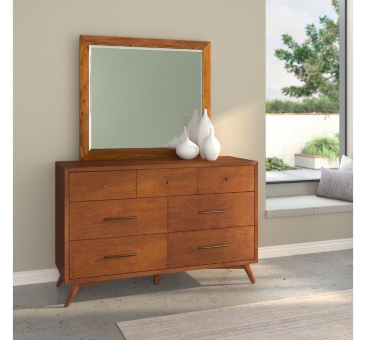 Alpine Furniture Flynn Mid Century Modern Mirror in Acorn - Lifestyle