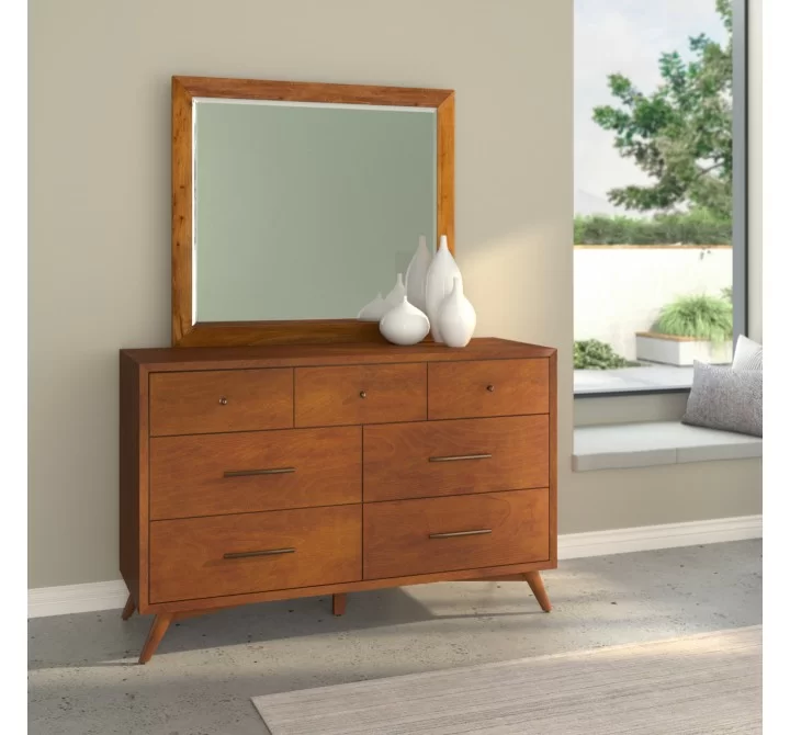 Alpine Furniture Flynn Mid Century Modern Mirror in Acorn - Lifestyle