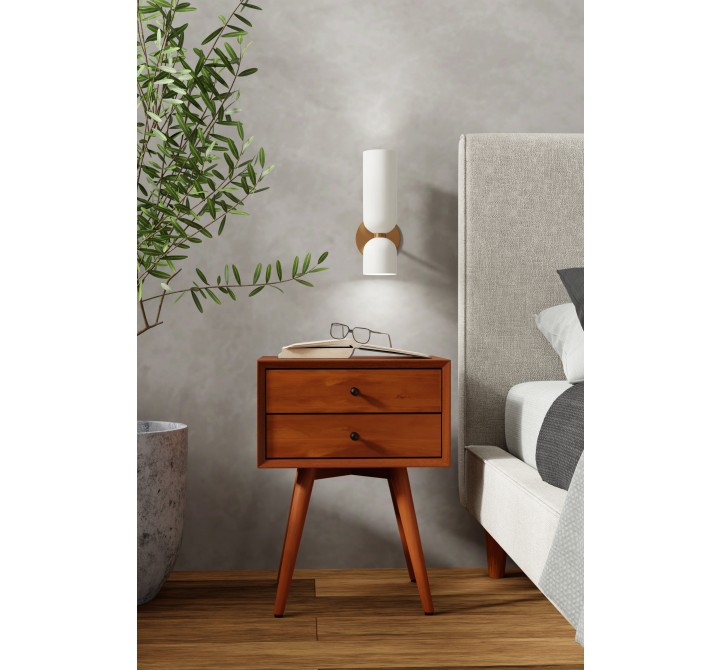 Alpine Furniture Flynn Small Nightstand in Acorn - Lifestyle