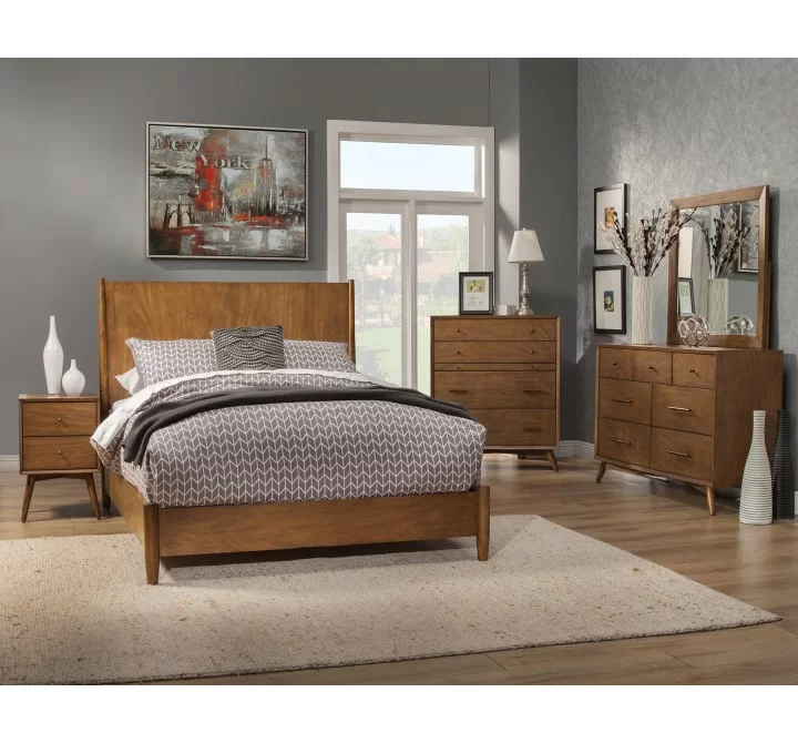 Flynn Standard King Panel Bed in Acorn - Lifestyle