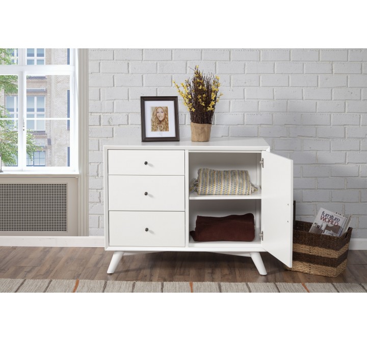 Alpine Furniture Flynn Accent Cabinet in White - Front Lifestyle