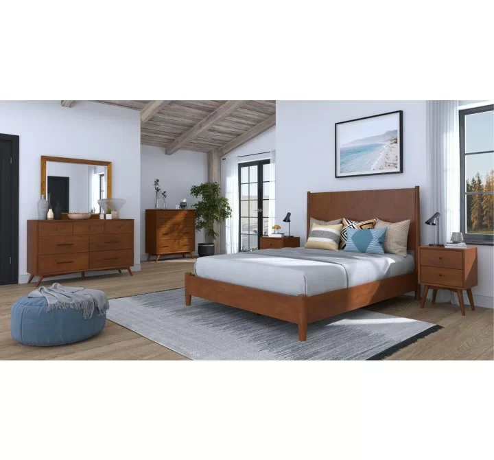 Alpine Furniture Flynn Queen Platform Bed In Acorn - Lifesytle