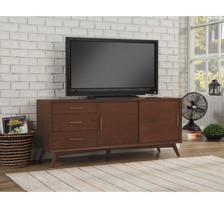 Alpine Furniture Flynn Large TV Console in Walnut - Lifestyle