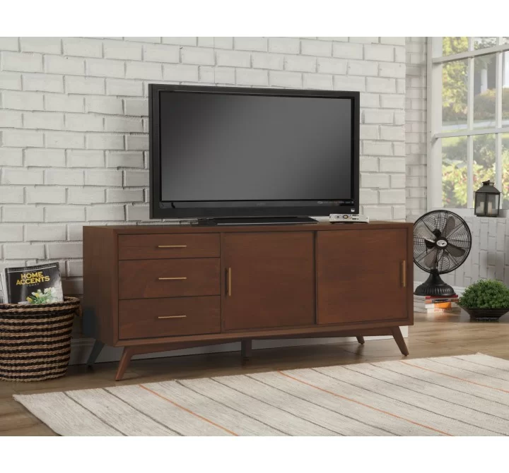 Alpine Furniture Flynn Large TV Console in Walnut - Lifestyle