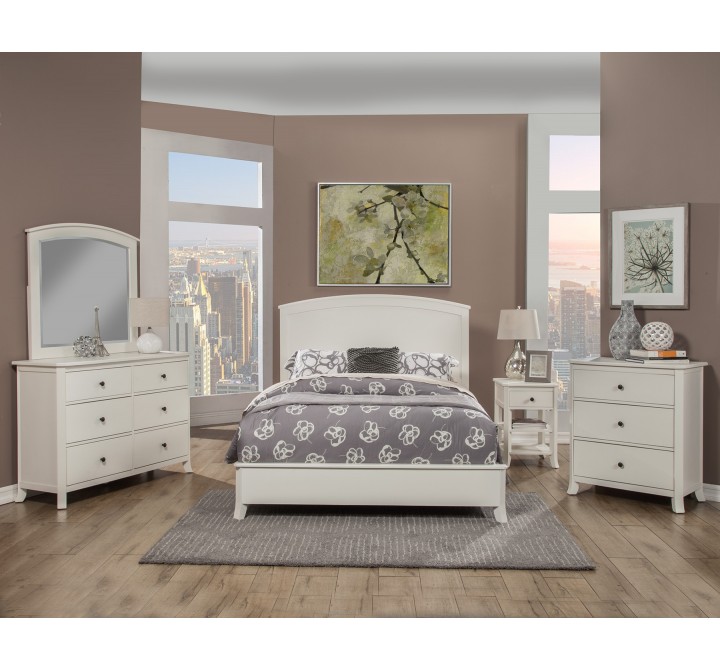 Alpine Furniture Baker Queen Panel Bed in White - Lifestyle