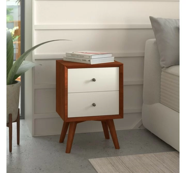 Alpine Furniture Flynn Nightstand in Acorn/White - Lifestyle