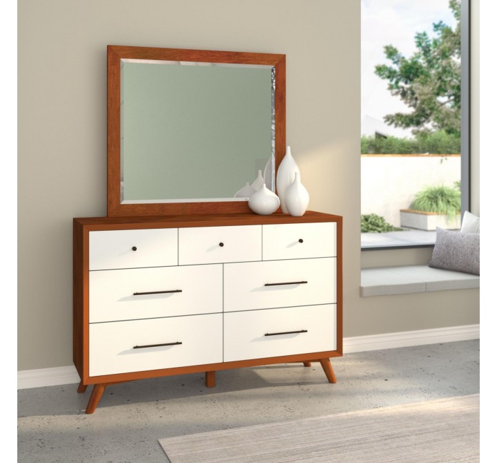 Alpine Furniture Flynn Dresser in Acorn/White - Single Glass