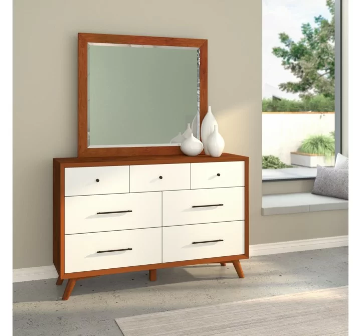 Alpine Furniture Flynn Dresser in Acorn/White - Single Glass