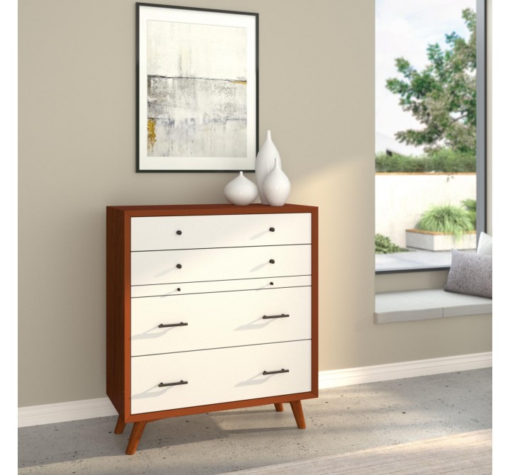 Alpine Furniture Flynn Chest in Acorn/White - 