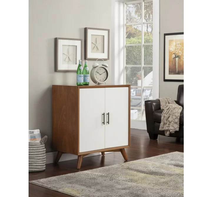 Flynn Small Bar Cabinet in Acorn/White - Lifestyle