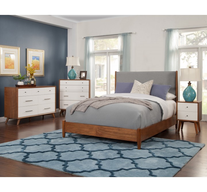 Alpine Furniture Flynn Full Size Panel Bed in Acorn/Grey - Lifestyle