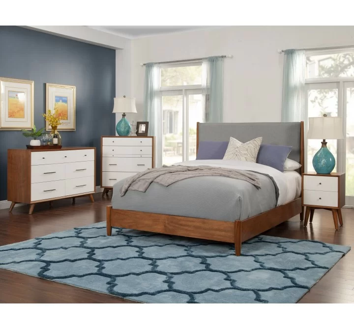 Alpine Furniture Flynn Full Size Panel Bed in Acorn/Grey - Lifestyle