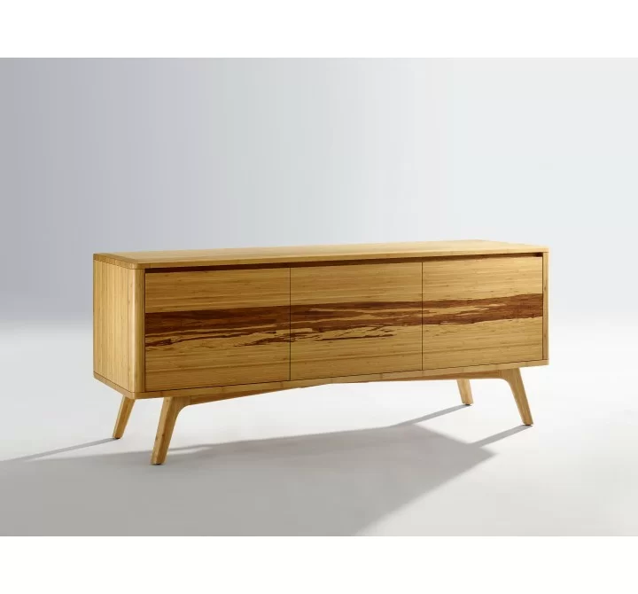 Greenington Azara Media Cabinet, Caramelized / Sable - Front Side ANgle