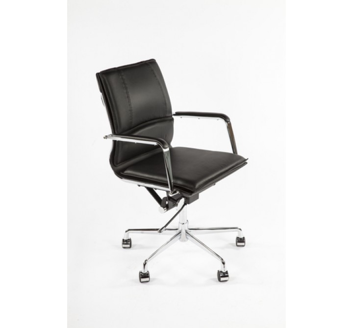 Stilnovo  Mid-Century Genuine Leather Executive Office Chair - Black