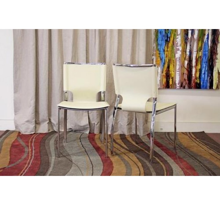 Baxton Studio Montclare Ivory Leather Modern Dining Chair - Set of 2