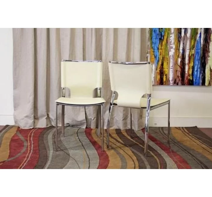 Baxton Studio Montclare Ivory Leather Modern Dining Chair - Set of 2