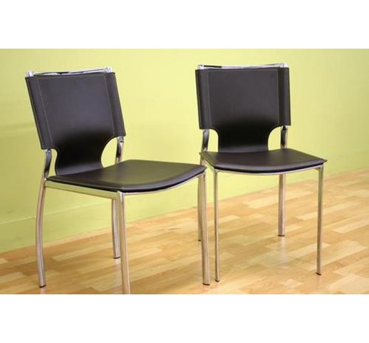 Baxton Studio Dark Brown Leather Dining Chair - Set of 2