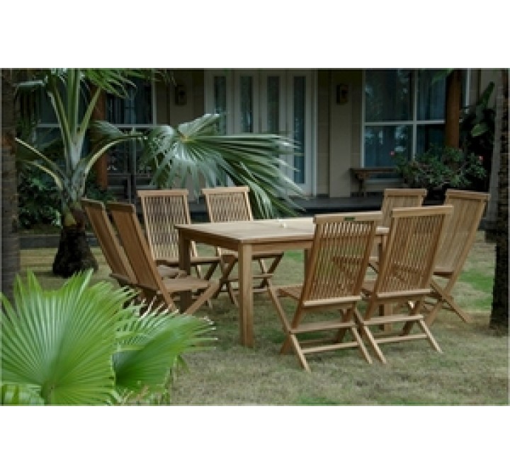 Anderson Teak Windsor 47" Square Table and Classic Folding Chair