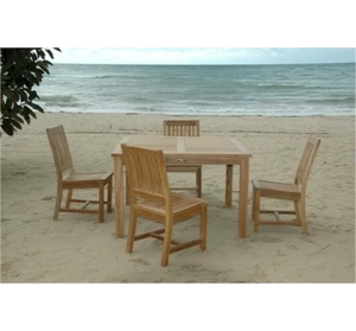 Anderson Teak 5 Piece Windsor 47" Square Table and Rialto Dining Chair Set 1