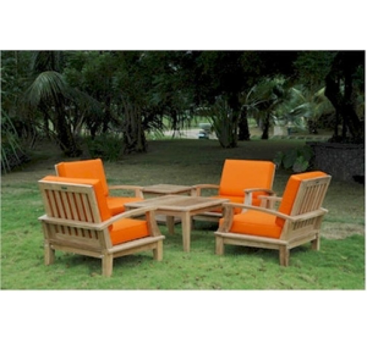 Anderson Teak Brianna Armchair with 32" Square Coffee Table and 22" Square Side Table 2-Tier