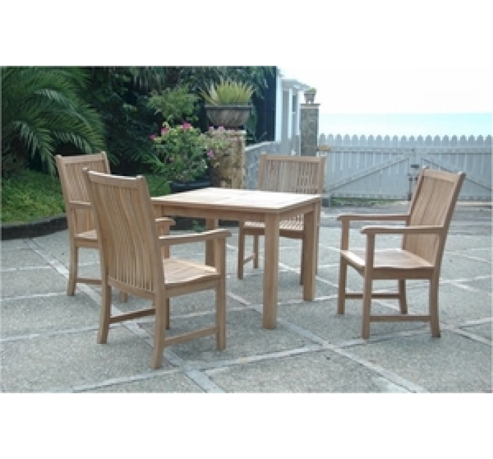 Anderson Teak Bahama 35" Square Bistro Table and 4 Chicago Dining Armchair