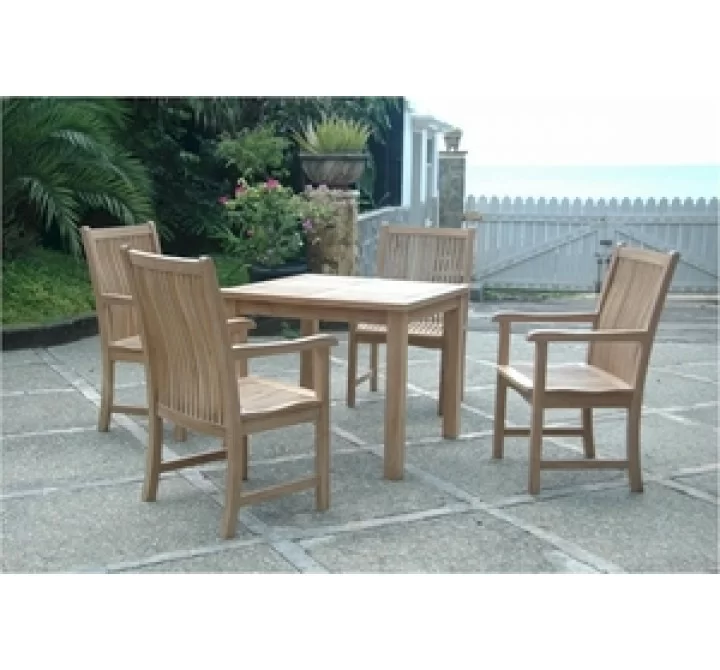 Anderson Teak Bahama 35" Square Bistro Table and 4 Chicago Dining Armchair-1