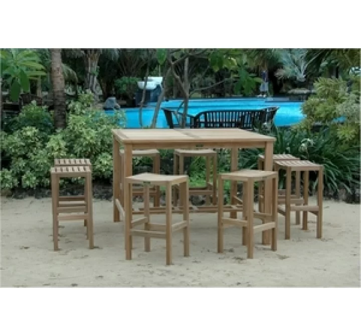 Anderson Teak Windsor 59" Square Bar Table and New Montego Bar Chair 1