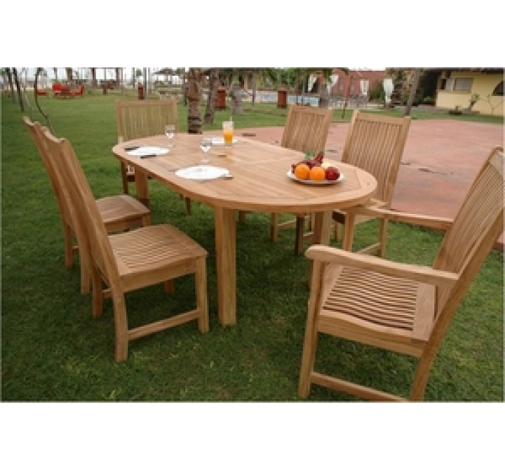 Anderson Teak Bahama 78" Oval Ext. Table with Chicago Dining Armchair and Chicago Dining Chair