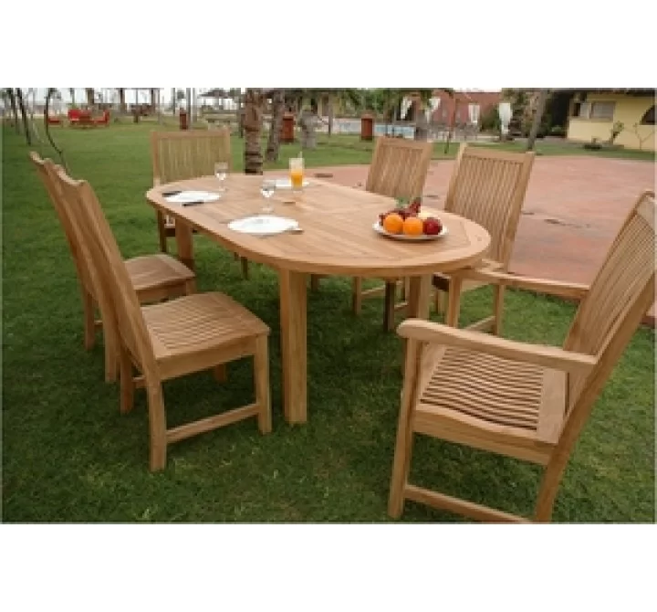 Anderson Teak Bahama 78" Oval Ext. Table with Chicago Dining Armchair and Chicago Dining Chair 1