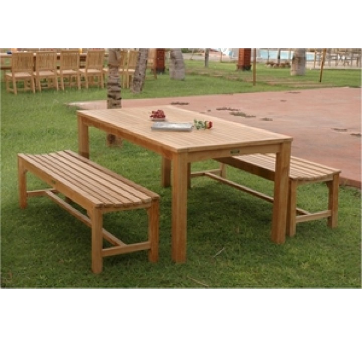 Anderson Teak Bahama Rectangular Dining Table and Hampton Backless Bench