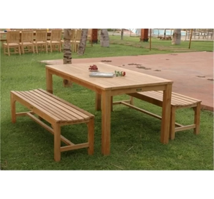 Anderson Teak Bahama Rectangular Dining Table and Hampton Backless Bench 1