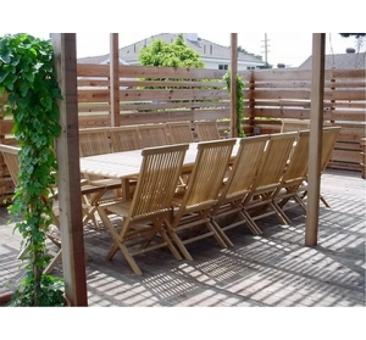 Anderson Teak Valencia Rectangular Extension Table with Classic Folding Armchair and Folding Chair 1