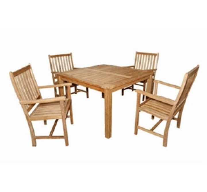 Anderson Teak Windsor 47" Square Table and 4 Wilshire Dining Armchair