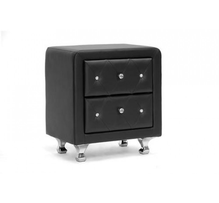 Baxton Studio Stella Crystal Tufted Upholstered Modern Nightstand