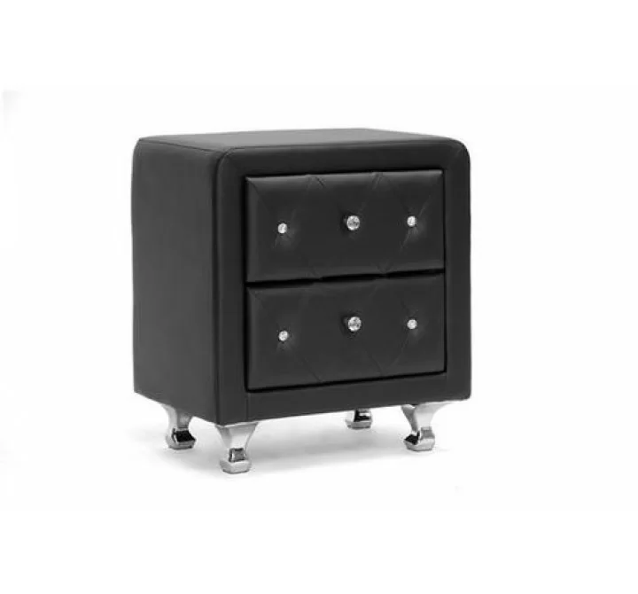 Baxton Studio Stella Crystal Tufted Upholstered Modern Nightstand