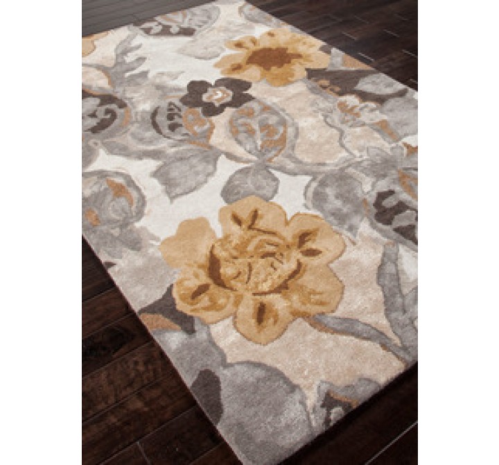 Jaipur Blue Petal Pusher Hand-Tufted White & Nickel Rug